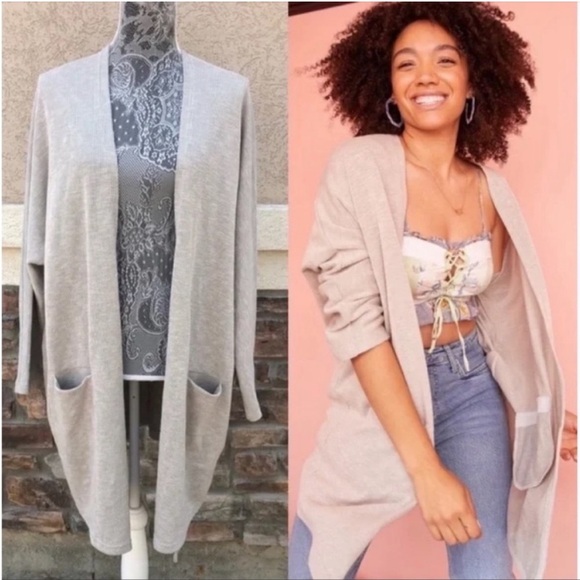 ANTHROPOLOGIE Donni Sandstone Open Cardigan Duster One Size - Picture 2 of 8
